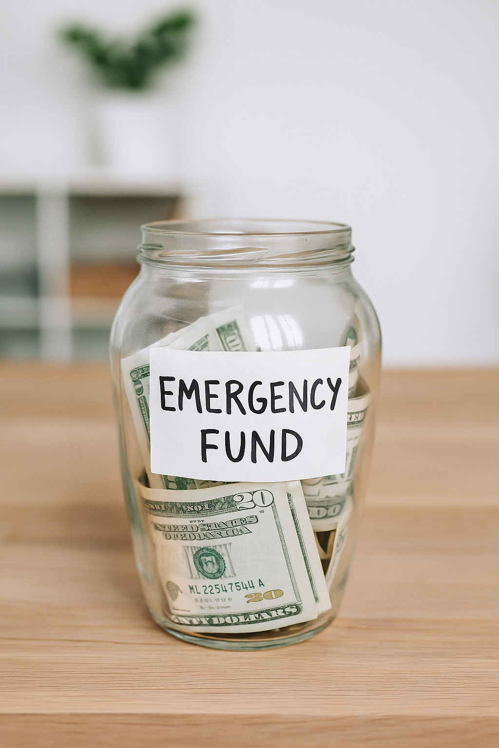 $1,000 emergency fund jar with coins
